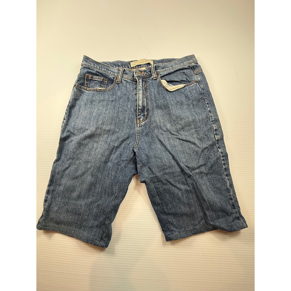 Venezia Blue Denim Stretch Bermuda Shorts Womens 14 Tall Medium Wash Mid Rise